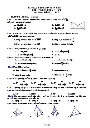 Đề tham khảo học kỳ I môn Toán Lớp 11 - Đề 5 - Năm học 2019-2020 - Dương Hiếu Kỳ